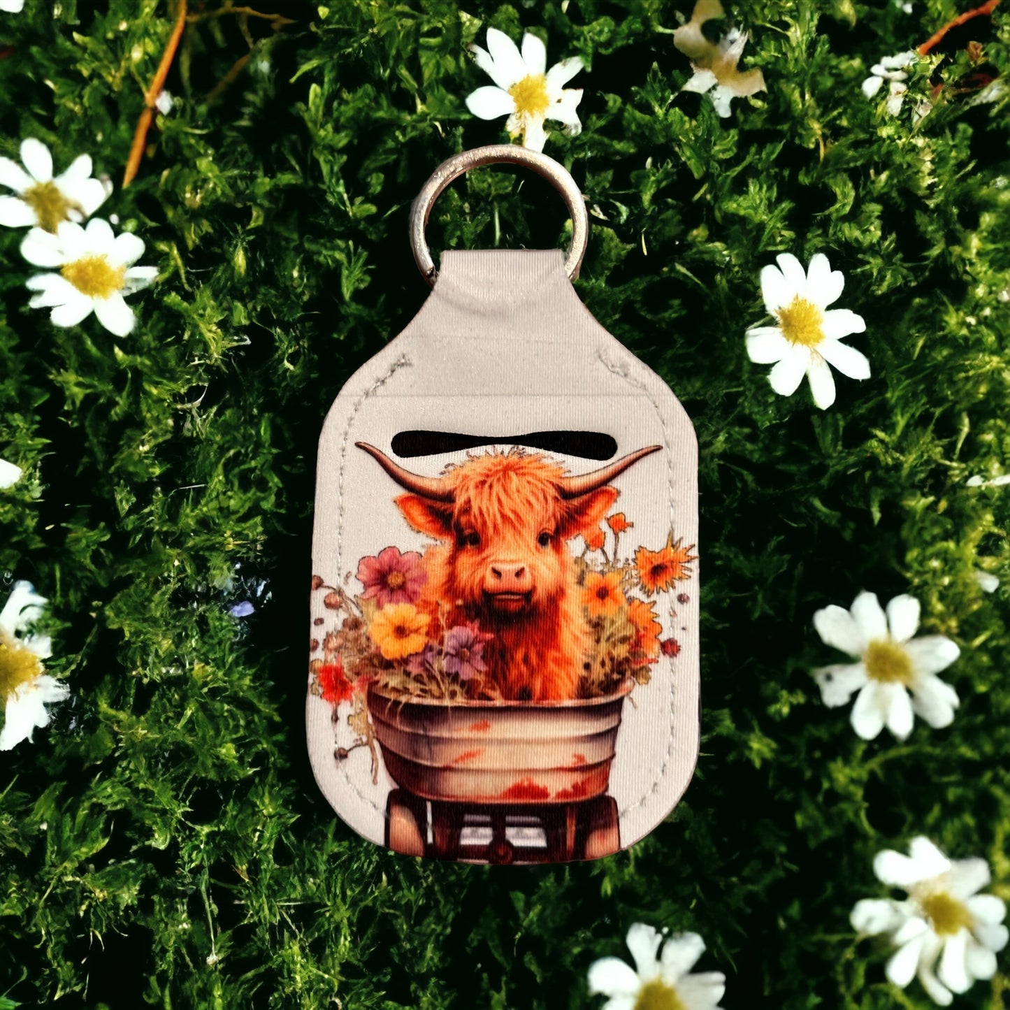 Sanitiser Key Ring Holder - Baby Highland Cow